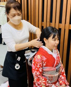 奈良の着付け教室大和美流着物学院「モデル講習会」へアセト