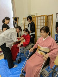 奈良の着付け教室【大和美流着物学院】車いす着付け講習会４回目