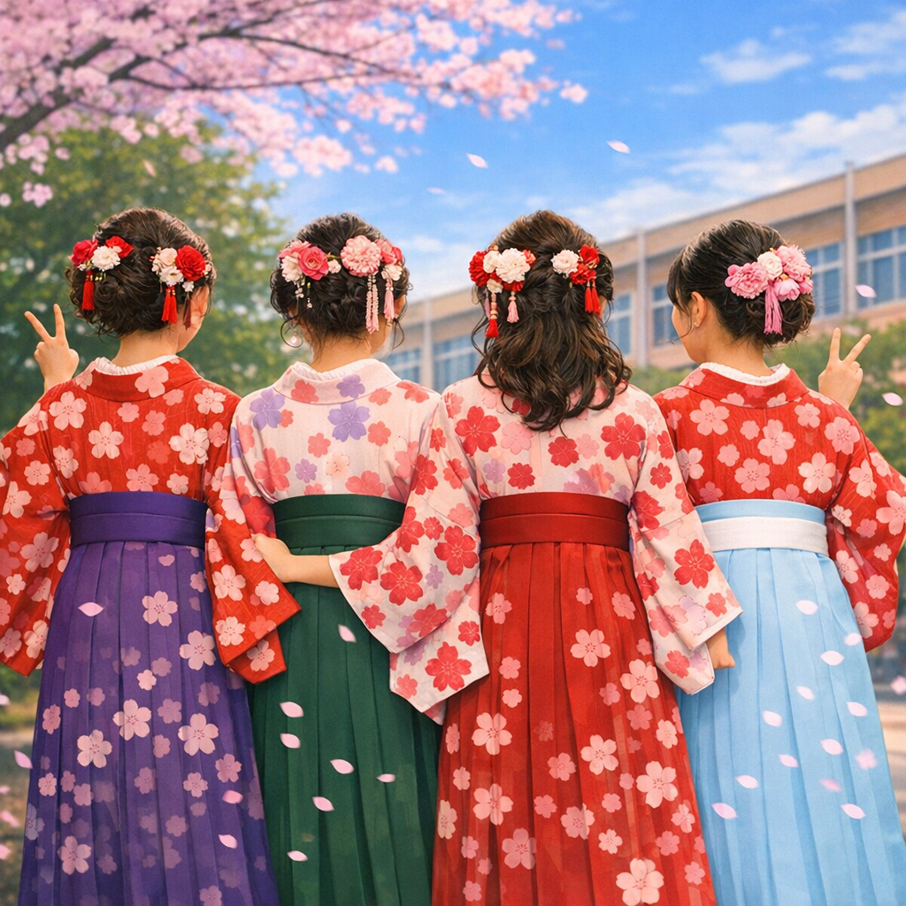 大和美流着物学院２０２６年度卒業式袴着付け